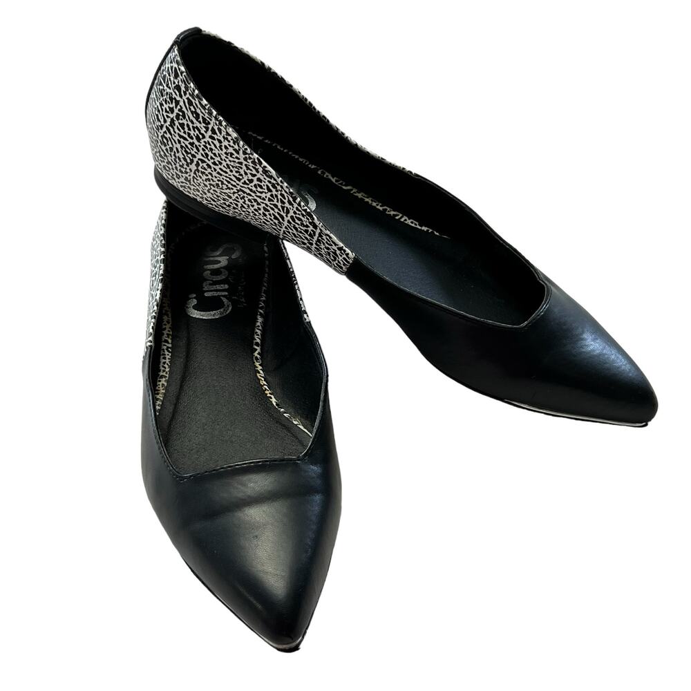Circus by Sam Edelman Womens 6.5 Ellissa Flats Black and White Leather Slip-ons